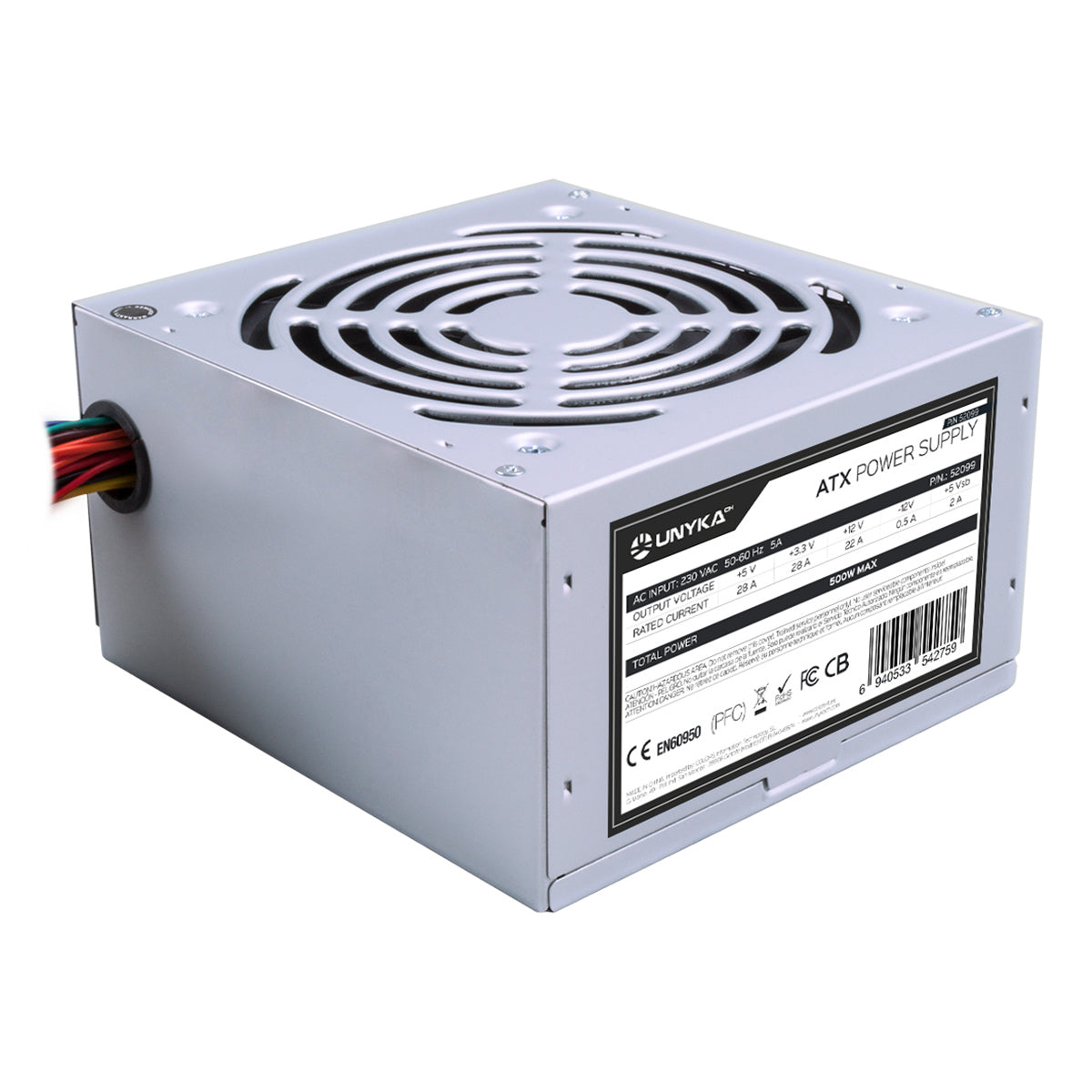 UNYKACH Fuente UNYKA ATX 500W 120mm Plata (52099)