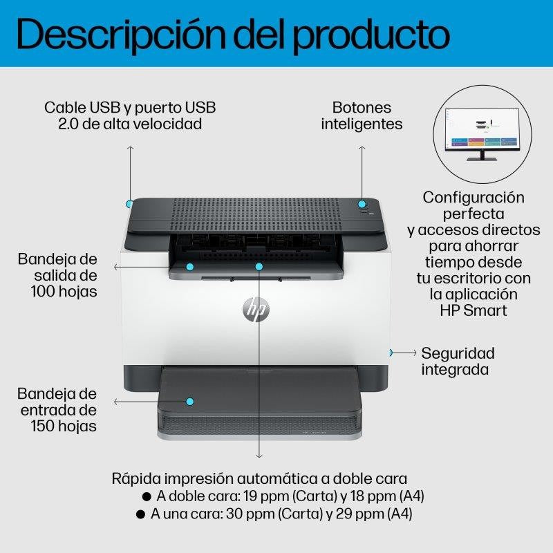 IMPRESORA HP LASER MONOCROMO LASERJET M209D DUPLEX WHITE