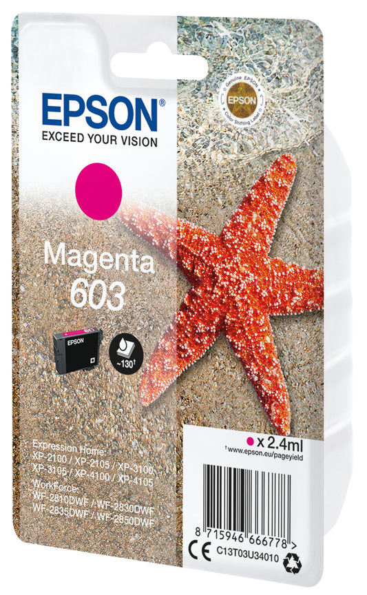 Epson 603 Magenta Cartucho de Tinta Original - C13T03U34010. 130 Paginas