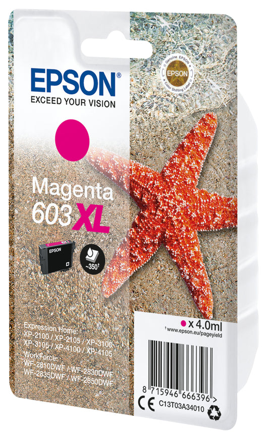 Epson 603XL Magenta Cartucho de Tinta Original - C13T03A34010. 350 Paginas
