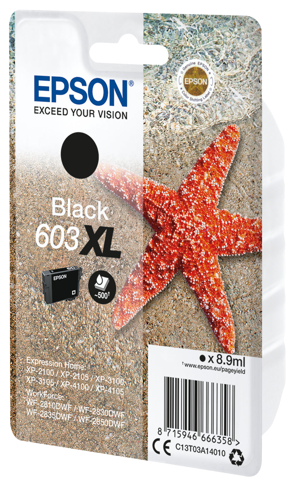 Epson 603XL Negro Cartucho de Tinta Original - C13T03A14010. 500 Paginas