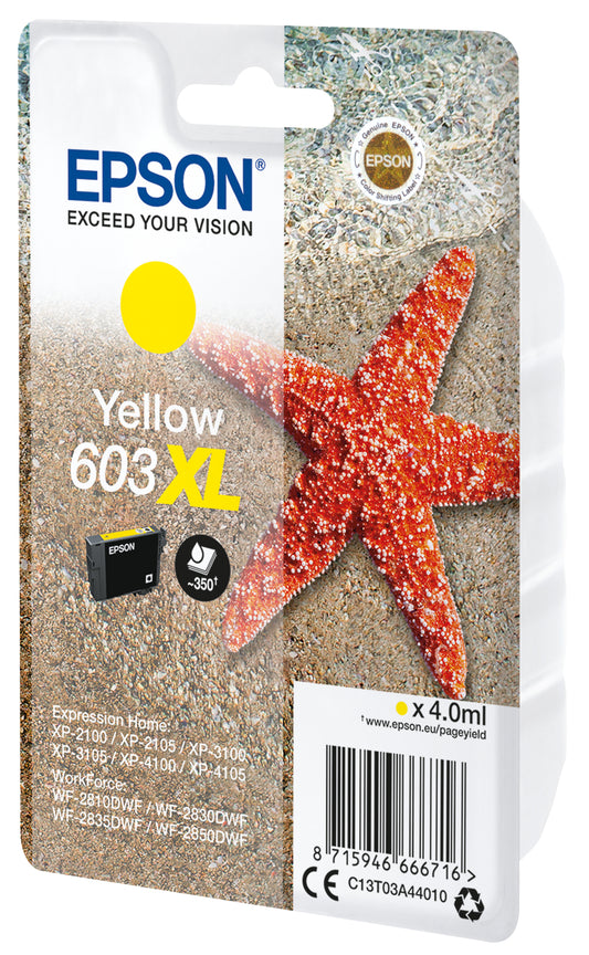 Epson 603XL Amarillo Cartucho de Tinta Original - C13T03A44010. 350 Paginas