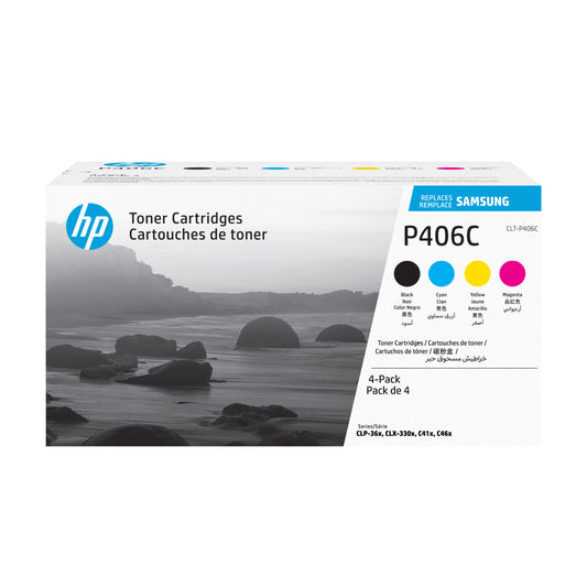 Samsung CLP360/CLX3305 Pack of 4 Original Toner Cartridges - CLT-P406C/SU375A. 1x 1,500 Pages / 3x 1,000 Pages
