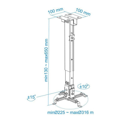 SOPORTE PROYECTOR TOOQ TECHO INCLINABLE WHITE