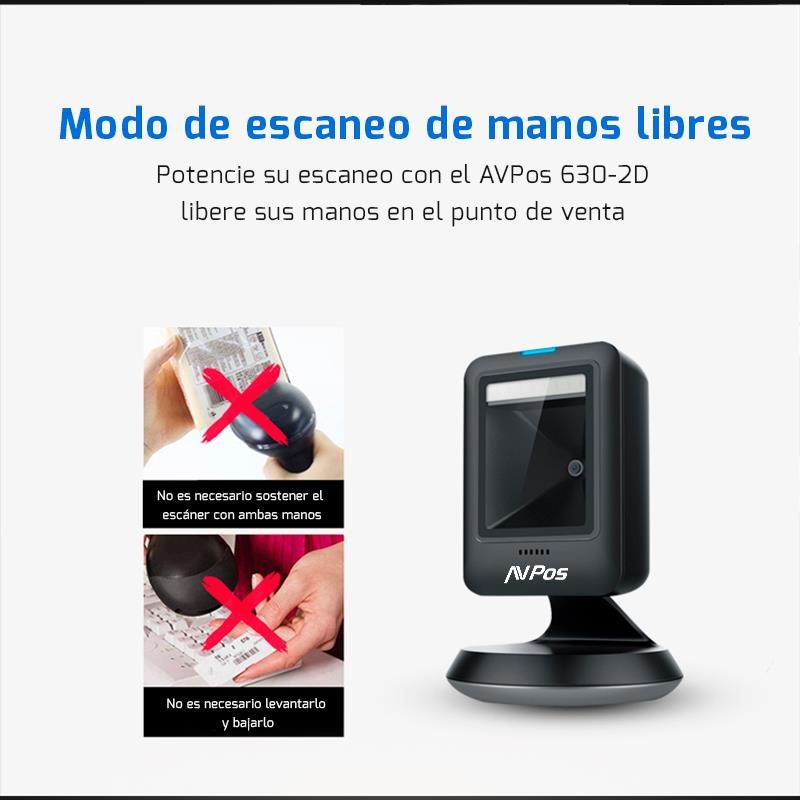 LECTOR AVPOS CODIGOS 1D + 2D + QR 630 SOBREMESA USB