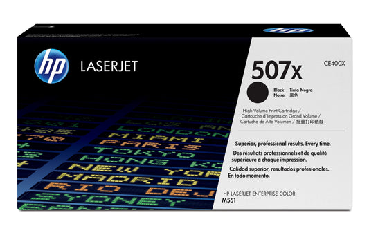 Toner HP LaserJet Pro 507X Negro 11000 páginas (CE400X)