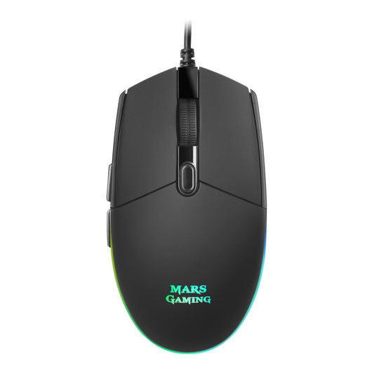 Ratón Mars Gaming Óptico RGB USB-A 3200dpi Negro (MMG)