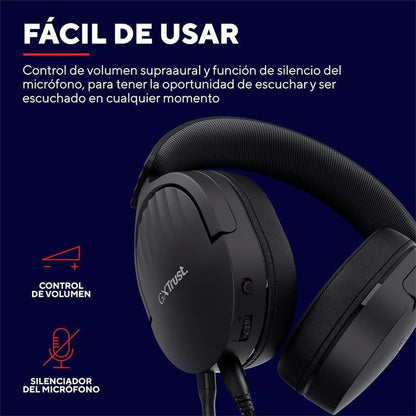 AURICULARES + MICROFONO TRUST GAMING GXT 489 FAYZO HEADSET MULTI BLACK