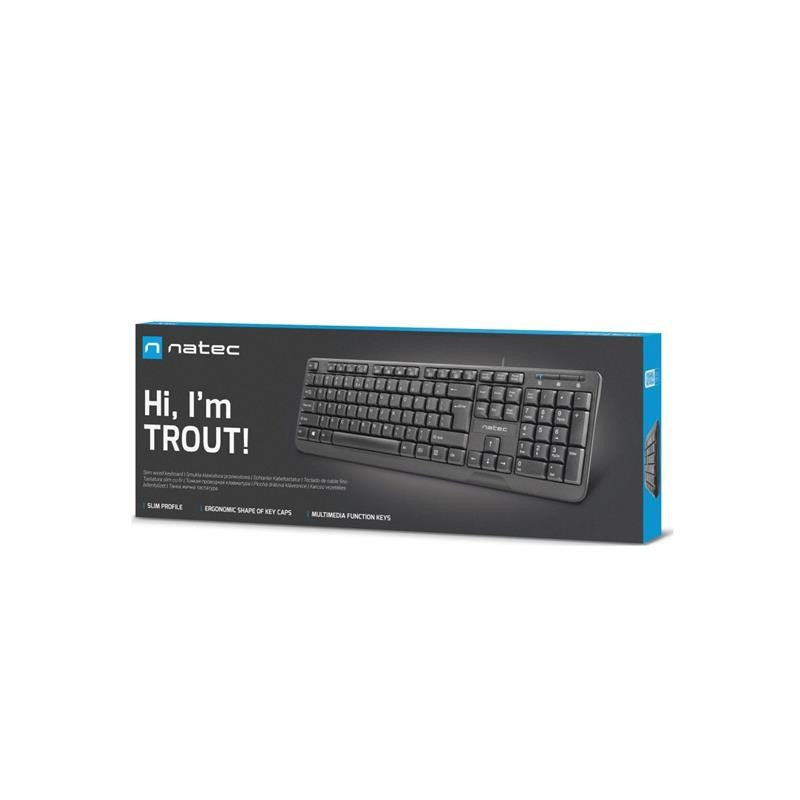 TECLADO NATEC TROUT SLIM USB MULTIMEDIA BLACK