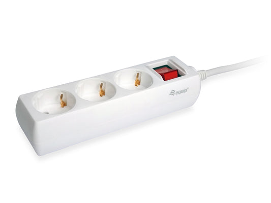 Power strip with three Schuko sockets, no switch, 1.5-meter cable