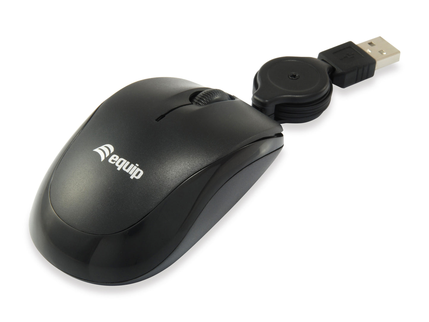 Ratón EQUIP Life Óptico USB Retráctil Negro (EQ245103)