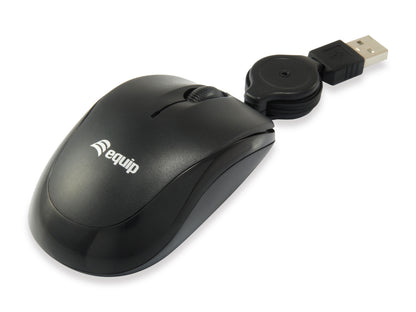 Ratón EQUIP Life Óptico USB Retráctil Negro (EQ245103)