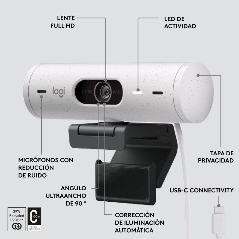 WEBCAM LOGITECH BRIO 500 FHD USB-C WHITE
