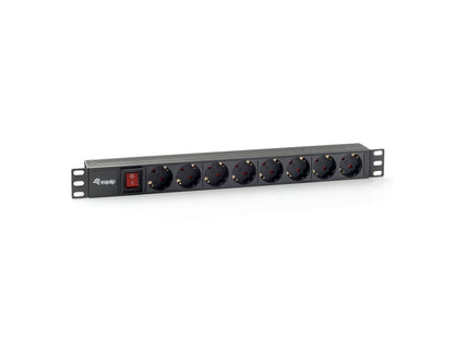 Regleta ocho tomas de enchufe schuko con interruptor para rack 19'