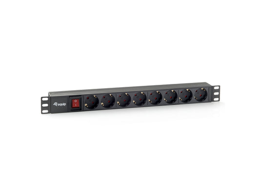 Regleta ocho tomas de enchufe schuko con interruptor para rack 19'