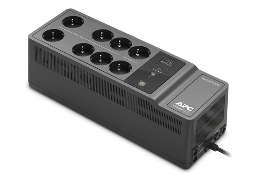 S.A.I. APC 650VA 400W 8xSchuko USB Negra (BE650G2-GR)