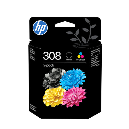HP 308 Black + Color 2-Pack Original Ink Cartridges - 6L6S6UE