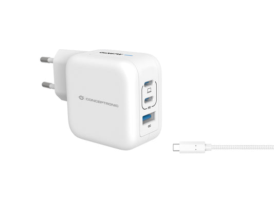 CONCEPTRONIC USB-A/C 67W White Charger (ALTHEA17W)