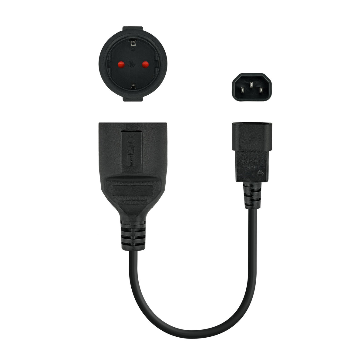 Nanocable C14/M a CEE7/H 25cm Negro (10.22.0901)