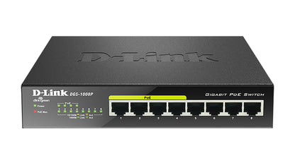 D-Link 8xRJ45 GbE PoE Black Switch (DGS-1008P)