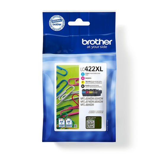 BROTHER XL Black/Tri-color Ink Pack (LC422XLVAL)