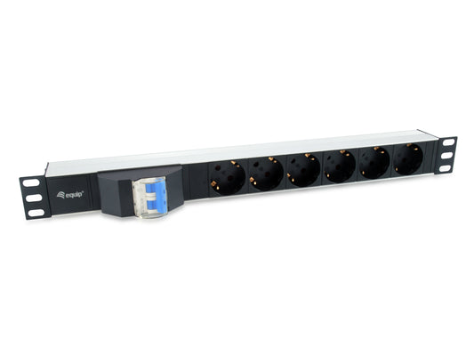 EQUIP 19" 1U 6-Way Schuko Power Strip Black (EQ333312)
