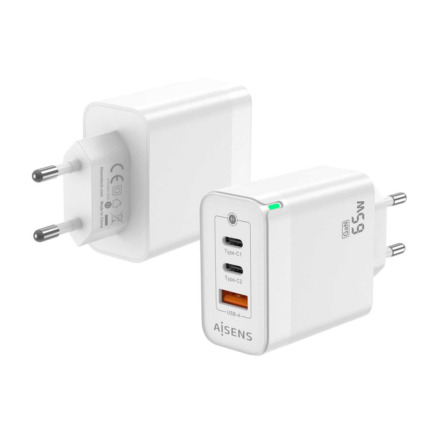AISENS Wall Charger 2USB-C USB-A 65W (ASCH-65W3P007-W)