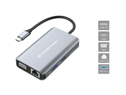 Adaptador CONCEPTRONIC USB-C 7en1 100W Gris (DONN21G)