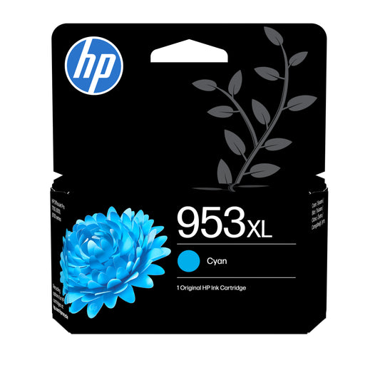 HP 953XL Cyan Original Ink Cartridge - F6U16AE. 1,600 Pages