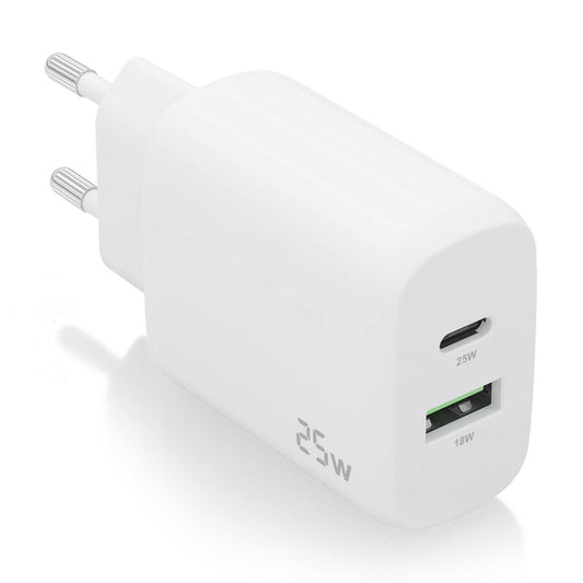 Cargador Pared AISENS USB-C USB-A 25W Blanco(A110-0758)