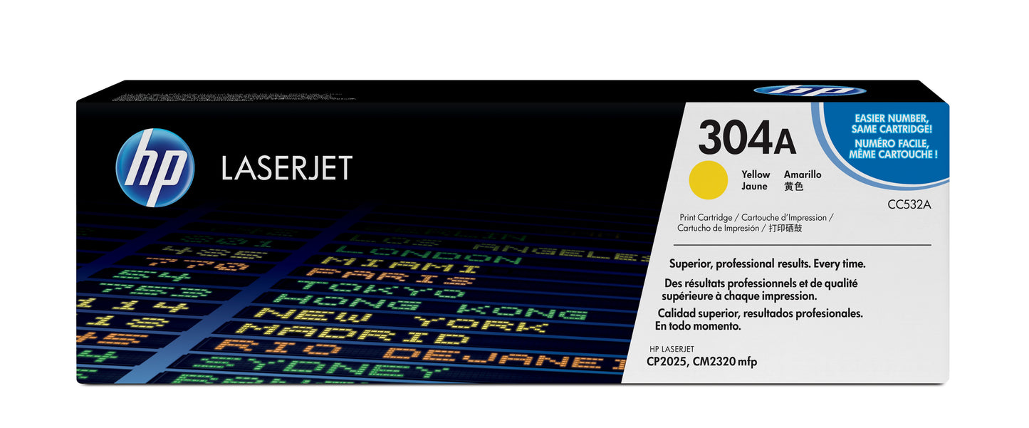 HP CC532A Amarillo Cartucho de Toner Original - 304A. 2.800 Paginas