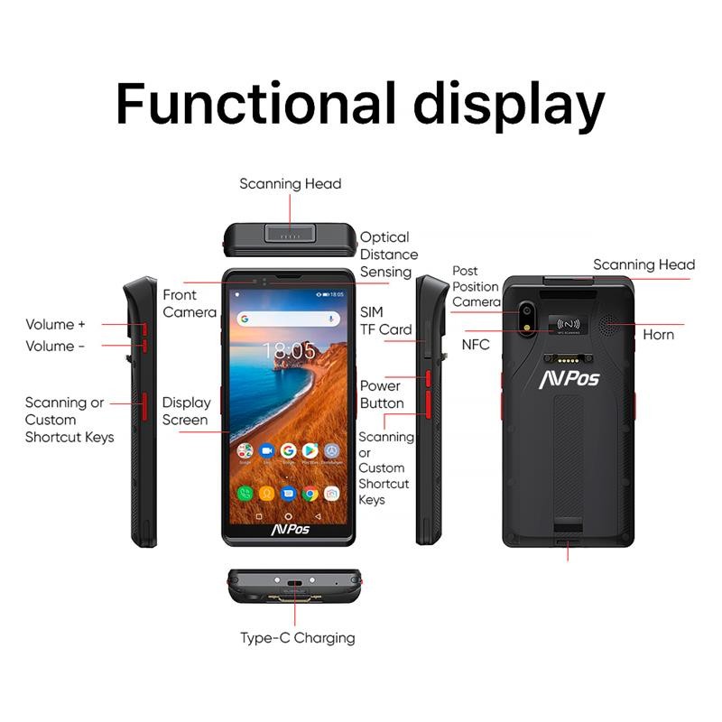 CAPTURADOR PDA AVPOS DC60 6" OCTA/4GB/64GB/NFC/2D/4G/FUNDA ANDROID
