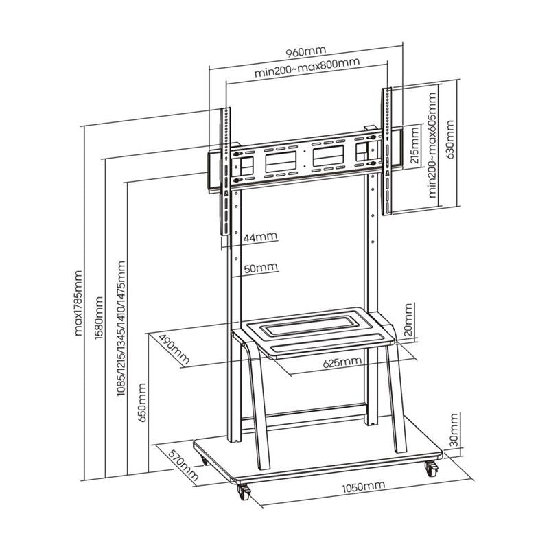 SOPORTE TV MONITOR AISENS SUELO CON RUEDAS 37-100 150KG BLACK/SILVER