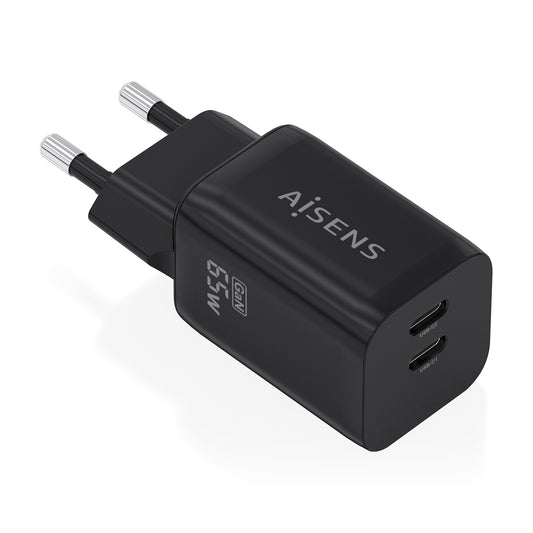 Cargador de Pared AISENS 65W 2xUSB-C Negro