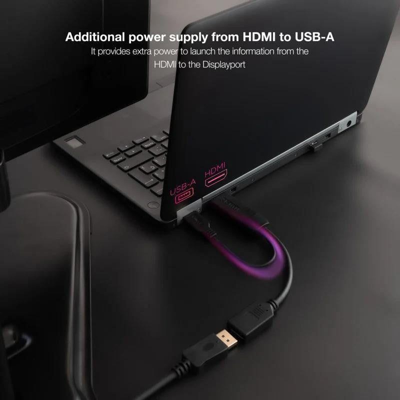 CABLE CONVERSOR NANOCABLE HDMI A DISPLAYPORT 20CM BLACK