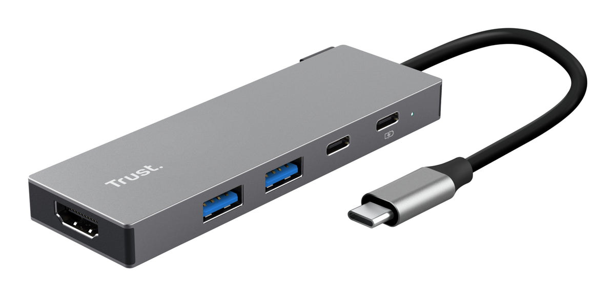 Adaptador Trust Dalyx 5en1 USB-C Gris (26062)