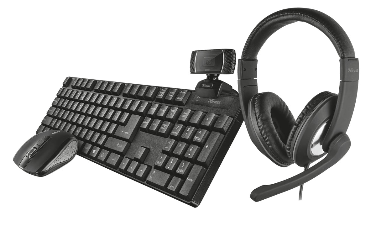 Teclado raton auriculares Trust Y Webcam Kit Teclado: · Inalambrico (24042)