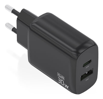 Cargador Pared AISENS 30W USB-A USB-C Negro (A110-0924)