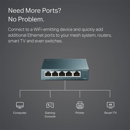 SWITCH TP-LINK TL-SG105S GIGABIT 5 PUERTOS METALICO