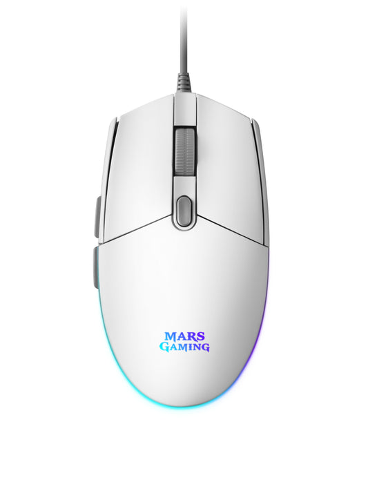 Ratón Mars Gaming Óptico RGB USB-A 3200dp Blanco (MMGW)