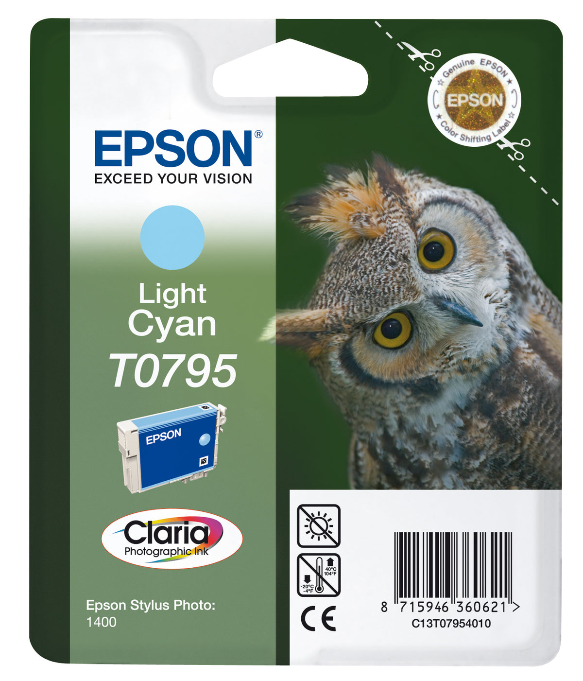 Epson T0795 Cian Claro Cartucho de Tinta Original - C13T07954010.