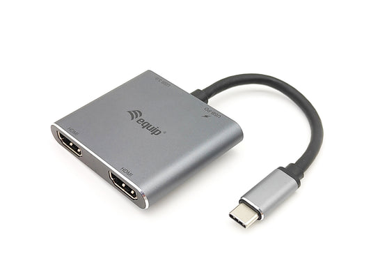 USB-C Male to Dual HDMI Female 4K Adapter, USB-C Charging Hub, and USB 3.0