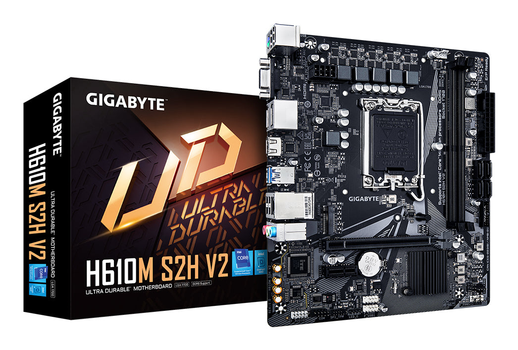 GIGABYTE H610M S2H V2: (1700) 2DDR5 HDMI VGA DVI DP mATX