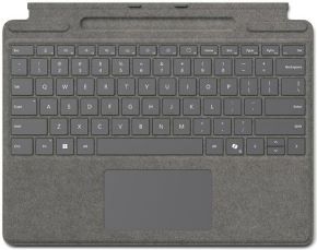Funda con teclado surface pro 10 con panel tactil, bandeja de carga y almacenamiento slim pen (no incluido) para surface pro 11, 10, 9, 8 color gris