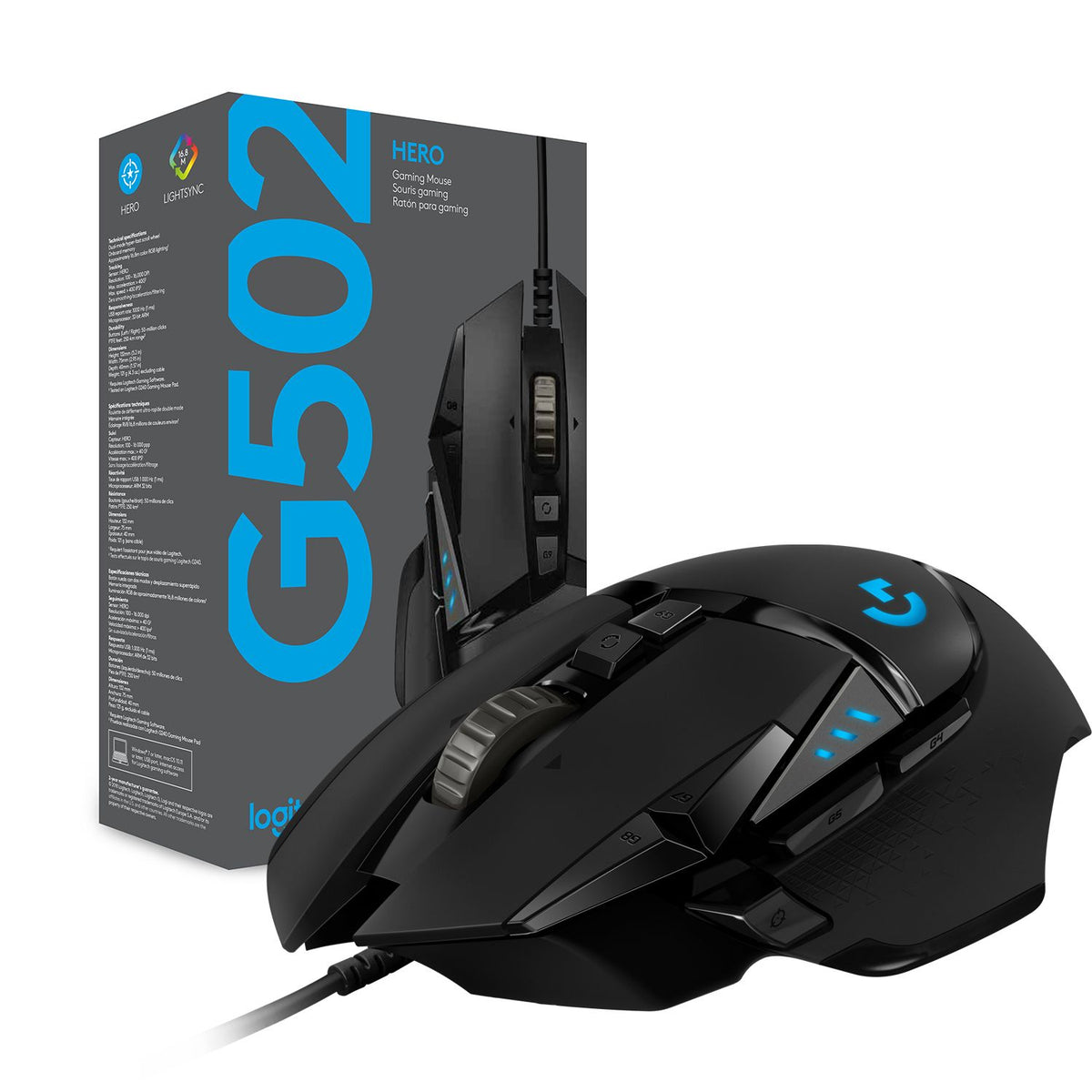 Ratón Gaming LOGITECH G502 25600dpi Negro (910-005470)
