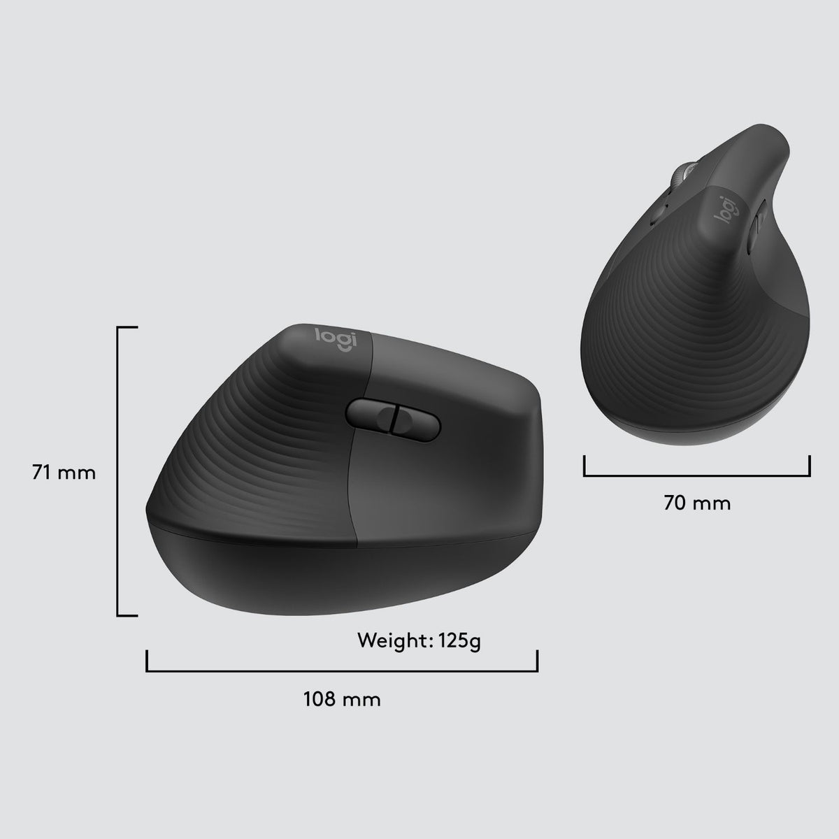 Ratón Vertical LOGITECH Lift RF BT Grafito