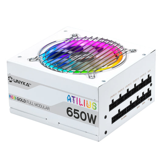 UNYKA Atilius ATX 650W 90% RGB White Power Supply (UK521204)
