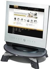 Soporte de monitor/tv para sobremesa giratorio soporta monitores hasta 17' o 14kg regulable en altura entre 76mm hasta 114mm giratorio 45 bandeja de almacenamiento negro