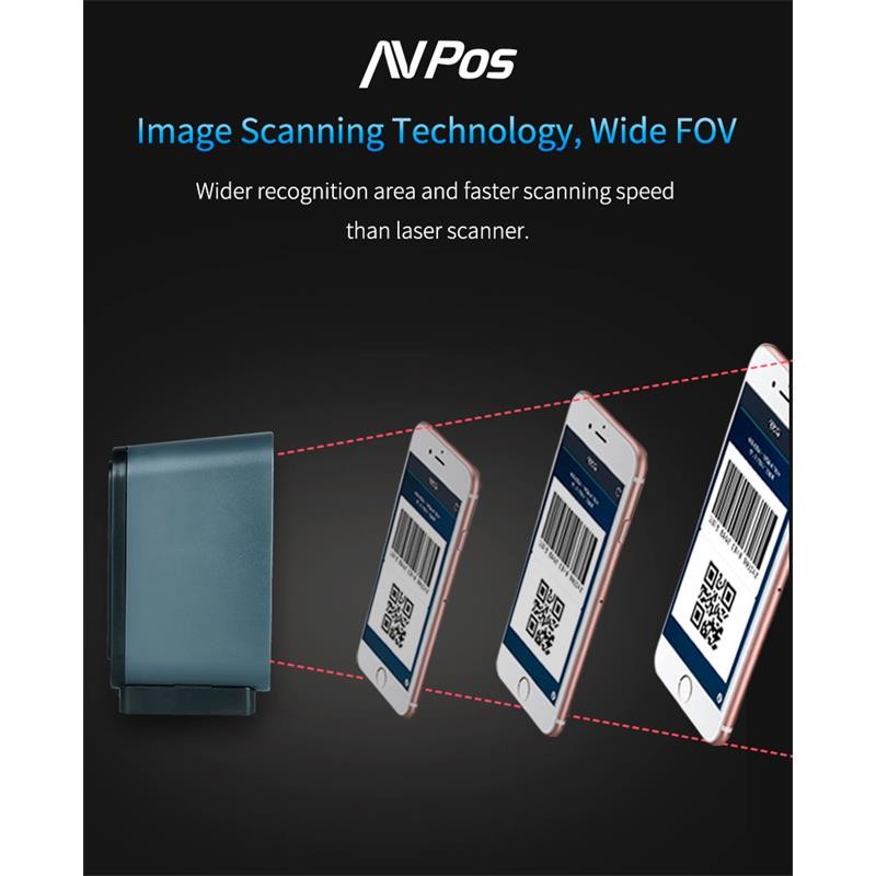 LECTOR AVPOS CODIGOS 1D +2D + QR BP760 OMNIDIRECCIONAL SOBREMESA USB