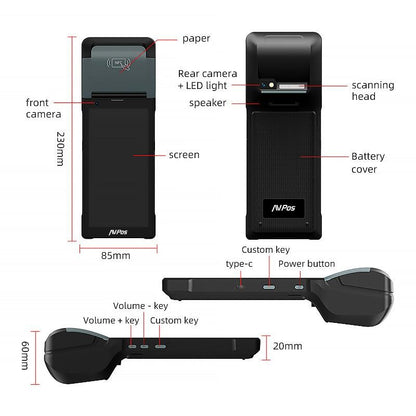 CAPTURADOR PDA IMPRESORA AVPOS TC600 6" OCTA/4GB/128GB/WIFI/BT/NFC/2D/4G